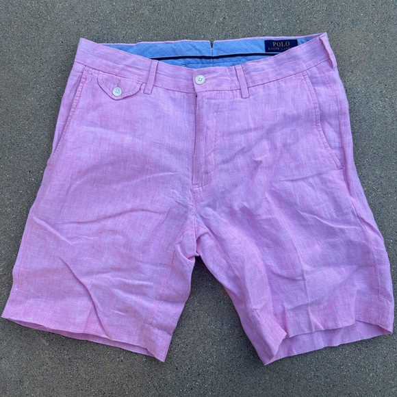 Polo Ralph Lauren Other - Polo Ralph Lauren Pink Shorts 100% Linen Men Size 30